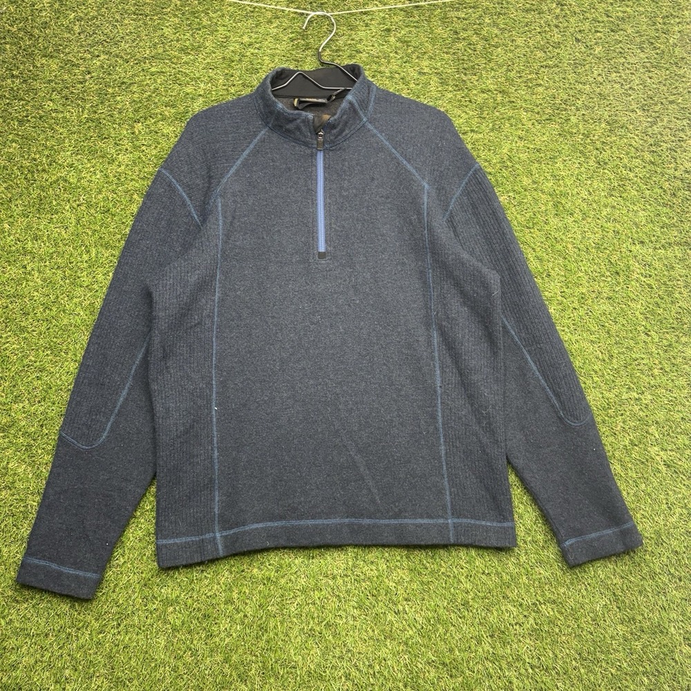 Mountain Hardwear Wool 1/4 Zip Mens Large Dark Blue Outdoor Fleece Pullover Hike